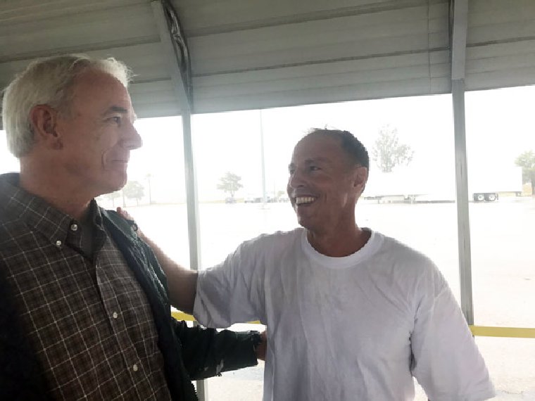 Pat Ford and Mike Hanson at Mike’s Release from Prison
